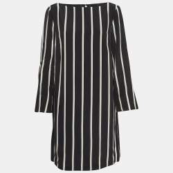 Emilio Pucci Black Pinstripe Silk Short Shift Dress L