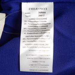 Pre Owned Emilio Pucci Blue Lace Trim Stretch Crepe Peplum Pencil Dress L