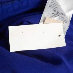 Pre Owned Emilio Pucci Blue Lace Trim Stretch Crepe Peplum Pencil Dress L