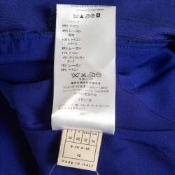 Pre Owned Emilio Pucci Blue Lace Trim Stretch Crepe Peplum Pencil Dress L