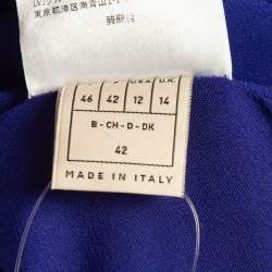 Pre Owned Emilio Pucci Blue Lace Trim Stretch Crepe Peplum Pencil Dress L