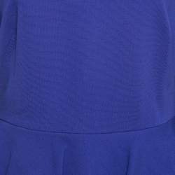 Pre Owned Emilio Pucci Blue Lace Trim Stretch Crepe Peplum Pencil Dress L