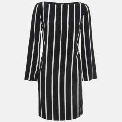 Emilio Pucci Black Pinstripe Silk Short Shift Dress M
