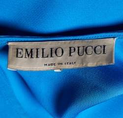 Pre Owned Emilio Pucci Blue Crepe Bead Embellished Tunic S