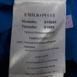 Pre Owned Emilio Pucci Blue Crepe Bead Embellished Tunic S