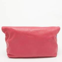 Pre Owned Emilio Pucci Pink/Blue Leather Fold Over Clutch