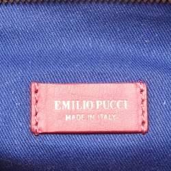 Pre Owned Emilio Pucci Pink/Blue Leather Fold Over Clutch