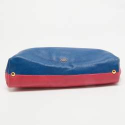 Pre Owned Emilio Pucci Pink/Blue Leather Fold Over Clutch