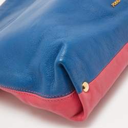 Pre Owned Emilio Pucci Pink/Blue Leather Fold Over Clutch