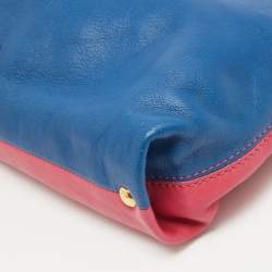 Pre Owned Emilio Pucci Pink/Blue Leather Fold Over Clutch