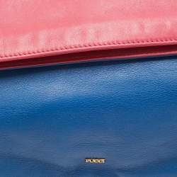 Pre Owned Emilio Pucci Pink/Blue Leather Fold Over Clutch