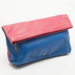 Pre Owned Emilio Pucci Pink/Blue Leather Fold Over Clutch