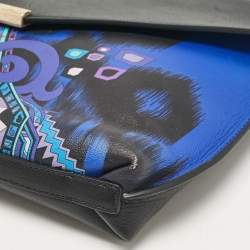 Emilio Pucci Black/Blue Newton Print Leather Envelope Clutch