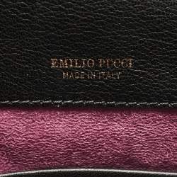 Emilio Pucci Black/Blue Newton Print Leather Envelope Clutch