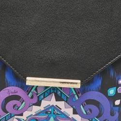 Emilio Pucci Black/Blue Newton Print Leather Envelope Clutch