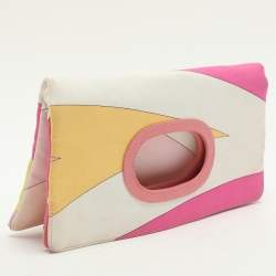 Emilio Pucci Multicolor Fabric Fold Over Clutch
