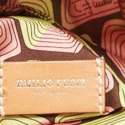 Pre Owned Emilio Pucci Tan/Natural Raffia and Leather Small Logo Basket Bag