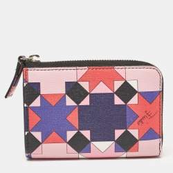 Emilio Pucci Multicolor Printed Leather Zip Compact Wallet