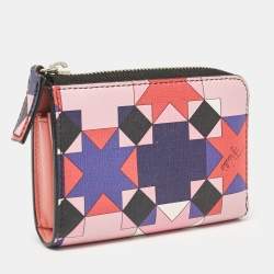 Emilio Pucci Multicolor Printed Leather Zip Compact Wallet