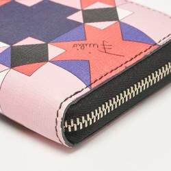 Emilio Pucci Multicolor Printed Leather Zip Compact Wallet