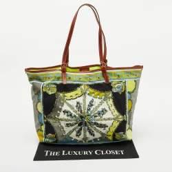 Emilio Pucci Multicolor Printed Coated Canvas and Leather Shopper Tote