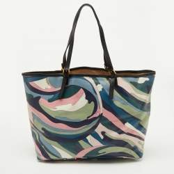 Emilio Pucci Multicolor Printed Coated Canvas and Leather Shopper Tote