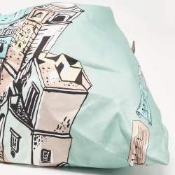 Pre Owned Emilio Pucci Green Piazzetta Satin and Leather Carre Hobo