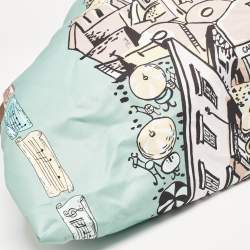 Pre Owned Emilio Pucci Green Piazzetta Satin and Leather Carre Hobo