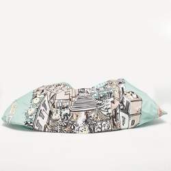 Pre Owned Emilio Pucci Green Piazzetta Satin and Leather Carre Hobo