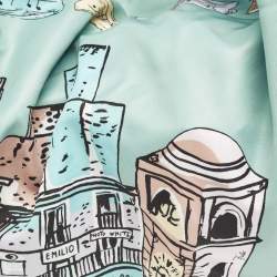 Pre Owned Emilio Pucci Green Piazzetta Satin and Leather Carre Hobo