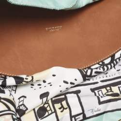 Pre Owned Emilio Pucci Green Piazzetta Satin and Leather Carre Hobo