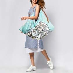 Pre Owned Emilio Pucci Green Piazzetta Satin and Leather Carre Hobo