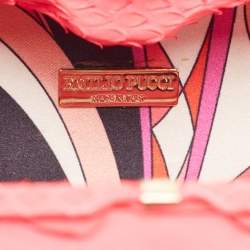 Emilio Pucci Neon Pink Python Eagle Box Clutch