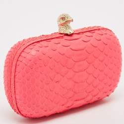 Emilio Pucci Neon Pink Python Eagle Box Clutch