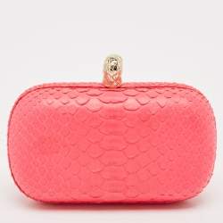 Emilio Pucci Neon Pink Python Eagle Box Clutch