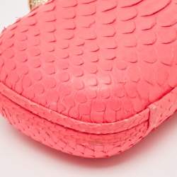 Emilio Pucci Neon Pink Python Eagle Box Clutch