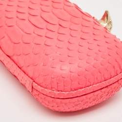 Emilio Pucci Neon Pink Python Eagle Box Clutch