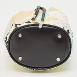 Emilio Pucci Multicolor Printed Satin and Leather Drawstring Bucket Bag