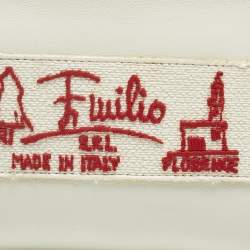 Pre Owned Emilio Pucci White Leather Wristlet Zip Pouch