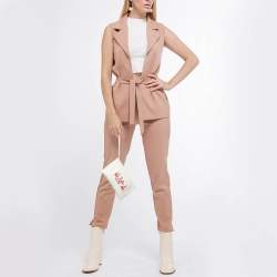 Pre Owned Emilio Pucci White Leather Wristlet Zip Pouch