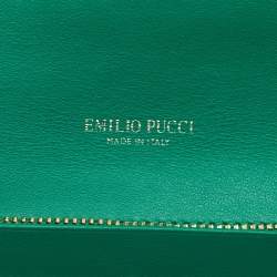 Pre Owned Emilio Pucci Black Patent Leather Flap Wallet On Chain