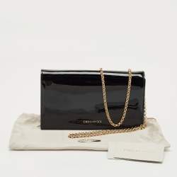 Pre Owned Emilio Pucci Black Patent Leather Flap Wallet On Chain