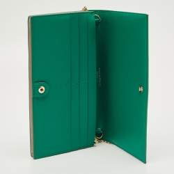 Pre Owned Emilio Pucci Black Patent Leather Flap Wallet On Chain