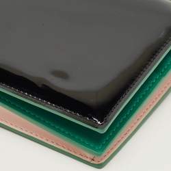 Pre Owned Emilio Pucci Black Patent Leather Flap Wallet On Chain