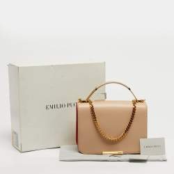 مملوكة مسبقًا Emilio Pucci Newton Beige Leather Shoulder Bag