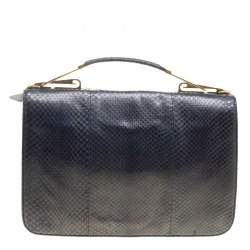 Pre Owned Emilio Pucci Dark Blue Snake Skin Leather Newton Shoulder Bag