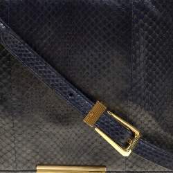 Pre Owned Emilio Pucci Dark Blue Snake Skin Leather Newton Shoulder Bag