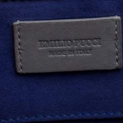 Pre Owned Emilio Pucci Dark Blue Snake Skin Leather Newton Shoulder Bag