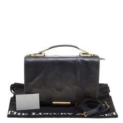 Pre Owned Emilio Pucci Dark Blue Snake Skin Leather Newton Shoulder Bag