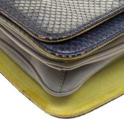 Pre Owned Emilio Pucci Dark Blue Snake Skin Leather Newton Shoulder Bag